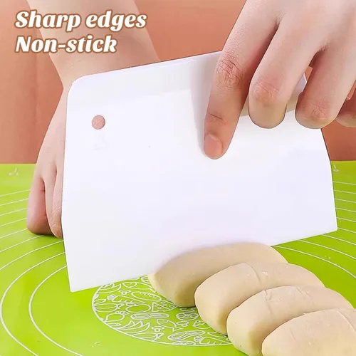Miniatura 8 de 2 raspadores de plástico para tartas, tamaño grande, 8 x 5 pulgadas, raspador de tazón de masa flexible, antiadherente, herramienta de borde