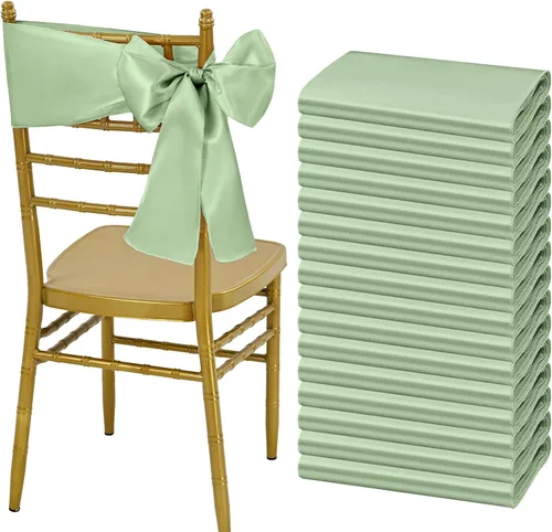 Miniatura 36 de Showgeous 60 cintas decorativas de satén negro para silla, lazos para decoración de banquetes, fiestas, baby shower, eventos (7 x 108 pulgadas)