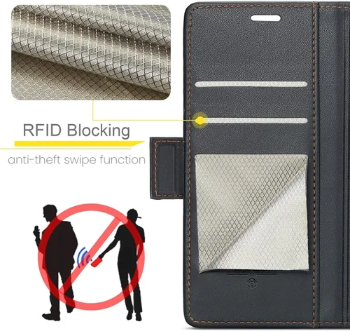 Miniatura 5 de Funda para Google Pixel 8, [bloqueo RFID] Funda de piel sintética tipo cartera con tarjetero y soporte para tarjetas, funda de teléfono a prueba