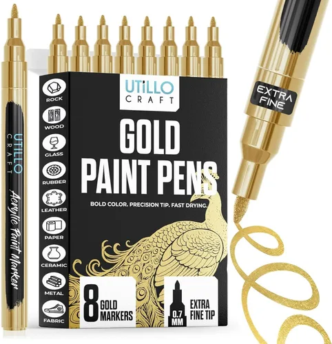 Miniatura 8 de Utillo Craft Bolígrafo de pintura negra (paquete de 3) marcadores de pintura negra mediana para metal, tela, madera, vidrio, papel, plástico, roca