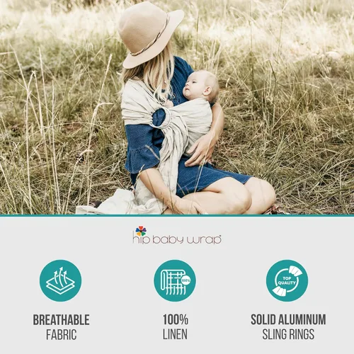 Miniatura 2 de Hip Baby Wrap Portabebés con anillo – Portabebés cruzado, regalo ideal para baby shower, tela suave y transpirable, ligero ajustable para bebés a