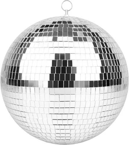Miniatura 10 de Bola de espejo para discoteca, DJ, club, fiesta, boda, decoración del hogar, bola de discoteca de 10 pulgadas con anillo para colgar, color blanco