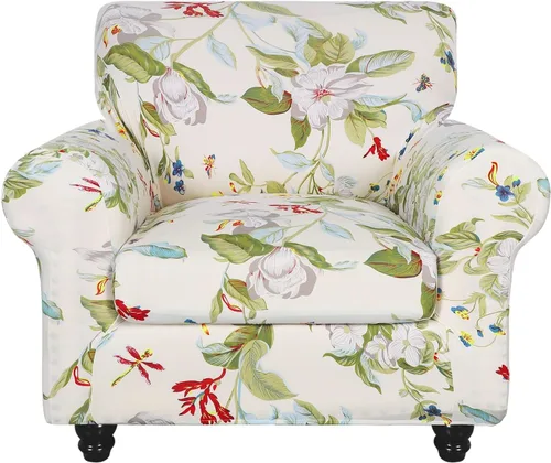 Miniatura 55 de SearchI Funda elástica para sofá con estampado, Fundas para sofá con diseño floral, 2 piezas de funda elástica para sillón con funda de cojín