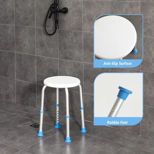 Miniatura 9 de SOUHEILO Silla de ducha ajustable para ducha interior, taburete de ducha redondo elegible para HSA/FSA para bañera interior, asiento de ducha sin