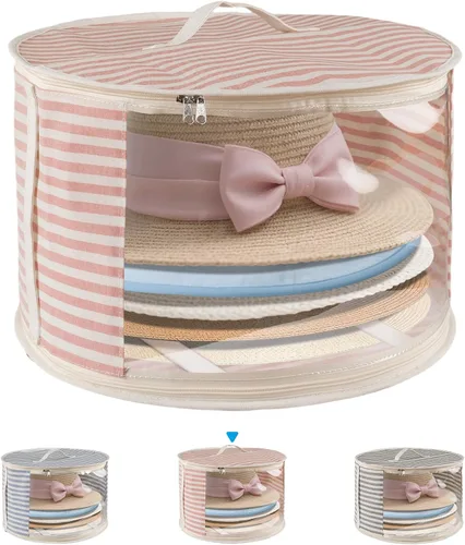 Miniatura 8 de Bolsa Organizadora de Sombreros ComfortKeeper de 1 Paquete con Ventana Transparente, Capacidad para hasta 7 Sombreros, Organizador de Sombrero