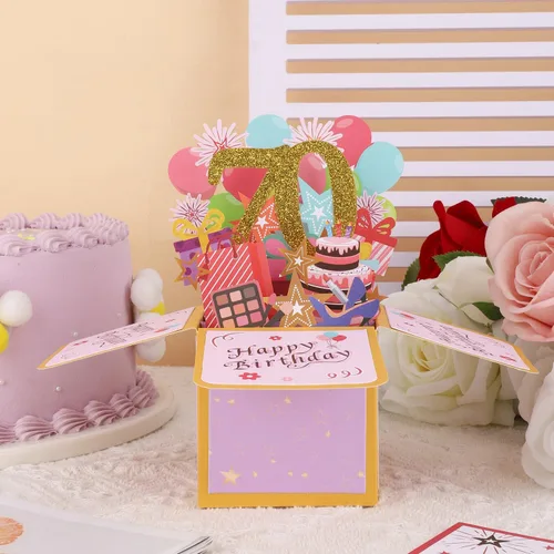 Miniatura 4 de PEUTIER Tarjeta desplegable de feliz cumpleaños, tarjeta creativa de cumpleaños 3D con sobre clásico y nota de escritura, caja desplegable de feliz
