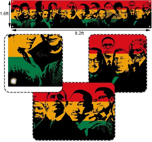 Miniatura 3 de Nepnuser Cartel de valla del mes de la historia negra Afroamericano National Holiday Party Decoración Famous People Home Garden Outdoor Hanging