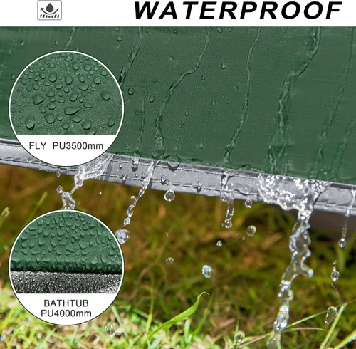Miniatura 3 de Carpa de mochilero Camppal de 2-3 personas con puerta doble y 2 vestíbulos, impermeable, a prueba de viento, ligera, fácil de montar, para 3
