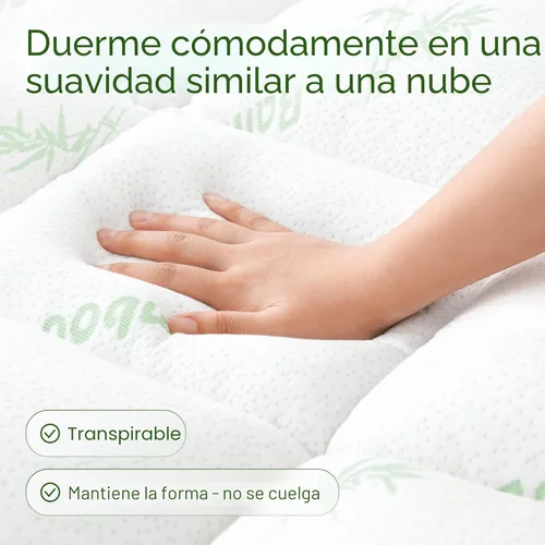 Miniatura 2 de Cubrecolchón ultrasuave tamaño Queen, cubrecolchón de viscosa de bambú para aliviar el dolor de espalda, enfriamiento natural para quienes sufren
