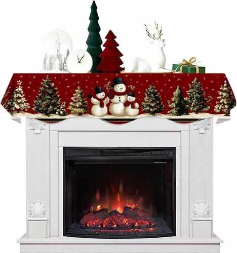 Miniatura 13 de Bufanda de chimenea navideña de 70 x 17 pulgadas, decoración de cubierta de bufanda de chimenea para estante de bufanda de chimenea, pasillo