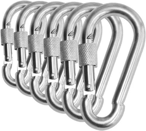 Miniatura 7 de Mosquetón de bloqueo de tornillo de pulgar de acero inoxidable resistente, ganchos de enlace de clip a presión. Carga de 200 a 400 libras. 6