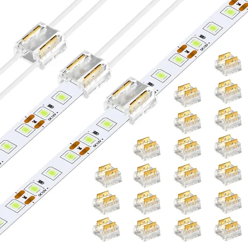 Miniatura 11 de RGBZONE 10 conectores de tira LED de 2 pines, 0.315 in de ancho, sin cables, sin cables, sin soldadura, conector rápido para tiras de luz LED de un