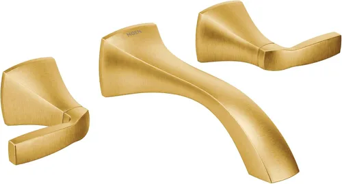 Moen T6906BG Voss - Kit de moldura de grifo de baño con dos manijas para montaje en pared, requiere válvula, oro cepillado
