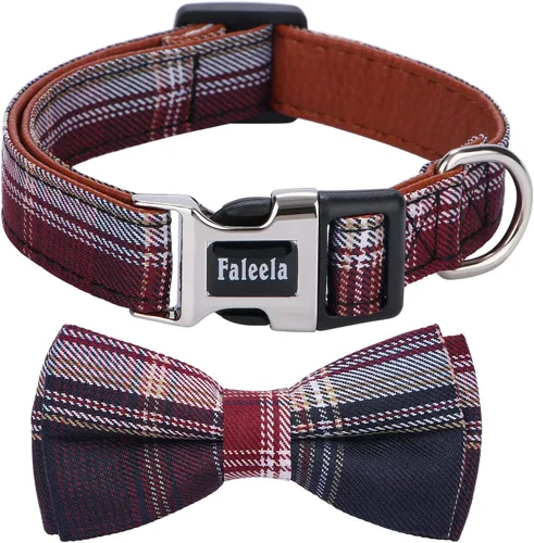 Miniatura 7 de Faleela Lindo Collar de Perro Navideño Suave para Niña con Lazo, Collar de Perro con Corbatín para Niño, Collar Ajustable Desmontable para Mascotas