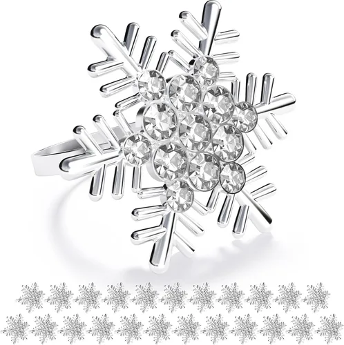 Miniatura 19 de ZeeDix Juego de 6 servilleteros de corona de Navidad, servilleteros de Navidad para servilletas de tela, servilleteros de Navidad para Acción