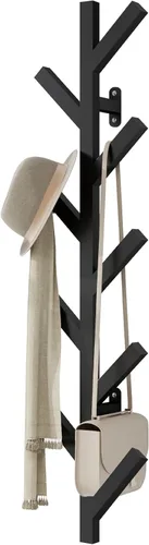 Miniatura 7 de Vlush Perchero de metal montado en la pared con 9 ganchos, moderno minimalista y vertical para colgar ropa, sombreros, bolsas colgantes y bufandas