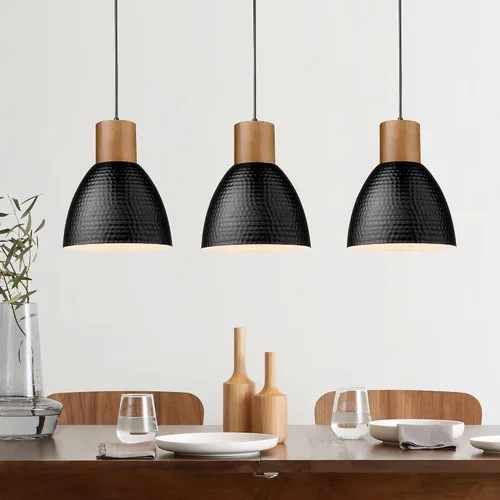 Miniatura 11 de ELYONA Lámparas colgantes martilladas para isla de cocina, lámparas colgantes pequeñas de madera maciza de 7 pulgadas, lámpara colgante de metal