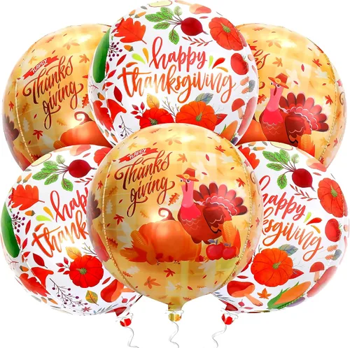 KatchOn, Globos de Feliz Acción de Gracias, grandes de 22 pulgadas, paquete de 6, globos de aluminio de agradecimiento para decoraciones de otoño,