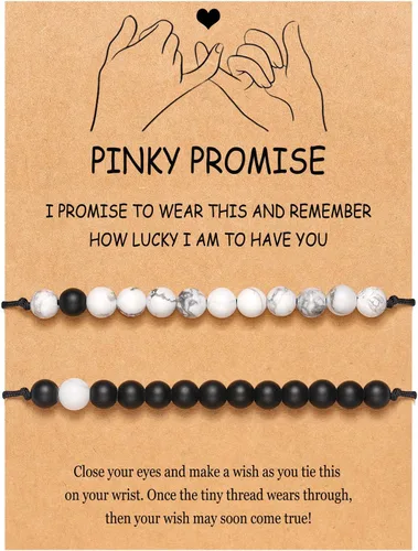 Miniatura 7 de UNGENT THEM Pinky Promise - Pulsera a juego para parejas, alma gemela, hombre, relación a distancia, regalos para mujeres, hombres, él, ella