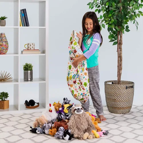Miniatura 5 de Posh Creations Funda de puf para niños con almacenamiento para animales de peluche - Organizador de juguetes para niños, Mediano 68.58 cm - Lona