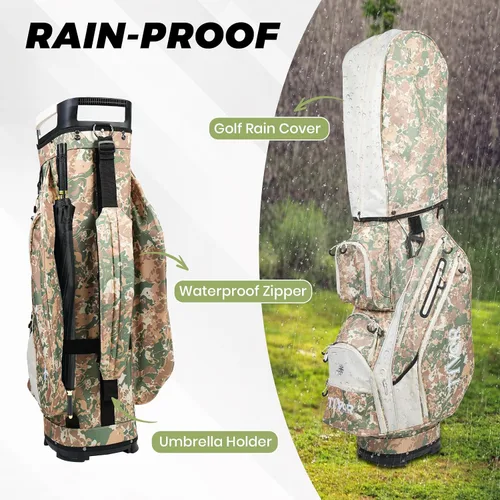 Miniatura 5 de TIVOR 2026 Golf Cart Bag with 15-Way Full-Length Divider Top, 12 Pockets, Premium Silent Golf Cart Bag with Rain Hood for Men，Fits Jumbo Grips