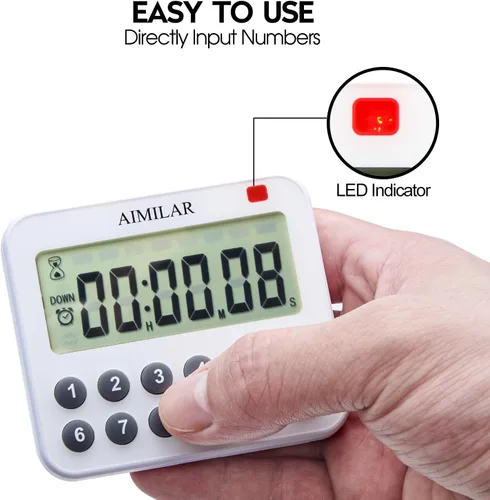 Miniatura 3 de AIMILAR Temporizador digital magnético de cocina con teclado numérico directo, alarma fuerte, temporizador de cuenta regresiva de 99 horas