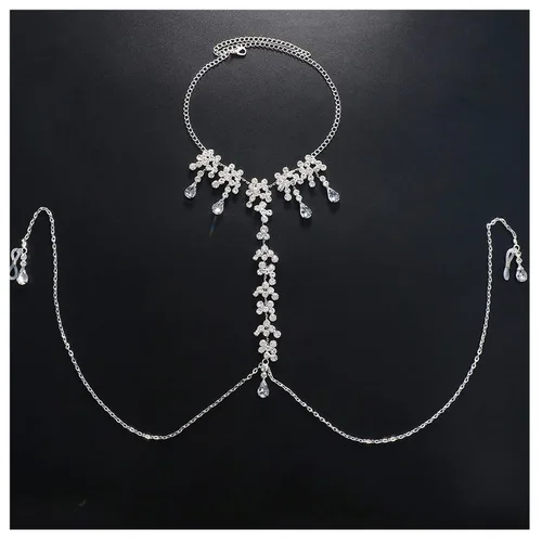 Miniatura 3 de Sujetador de diamantes de imitación, cadena de pezón, cadena de cristal en el pecho, lencería sexy, joyería de pezón, joyería de cuerpo rave