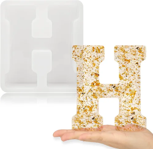 Miniatura 26 de Gartful Moldes de letras grandes de 7 pulgadas para resina, molde de resina epoxi del alfabeto mayúscula 3D J mayúscula, moldes de letras de resina