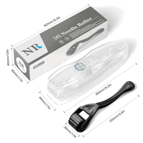 Miniatura 2 de Rodillo Derma de titanio con 540 agujas para cara, barba y cabello, rodillo de masaje suave para rutina diaria de cuidado de la piel, adecuado