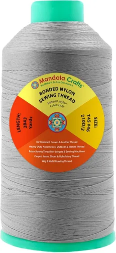Miniatura 327 de Mandala Crafts - Hilo de nailon para coser cuero, tapicería, mezclilla y para trenzar el pelo; resistente, 1500 yardas, tamaño 69 T70 Marrón