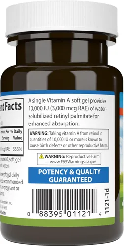 Miniatura 3 de Carlson - Vitamina A solubilizada, 10000 UI (3000 mcg RAE), soluble en agua, salud de la visión, 100 cápsulas blandas