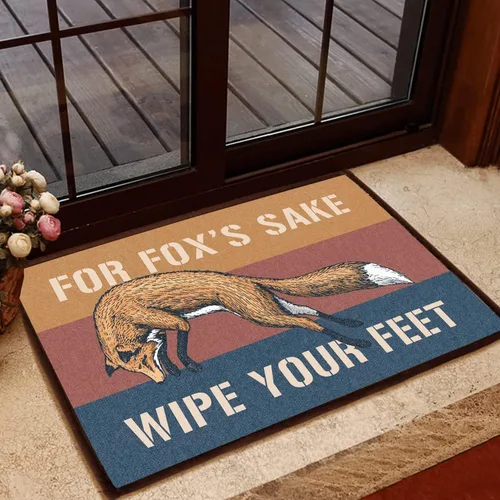 Tapete de franela de bienvenida para interiores, entrada, porche, tapete de suelo para el amor de Fox, limpia tus pies, tapete de cocina, decoración
