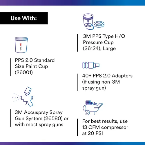 Miniatura 3 de 3M PPS 2.0 Kit de recarga de sistema de pistola de pintura con tapas y forros, 26173, estándar, 22 onzas, filtro de 200 micrones, uso