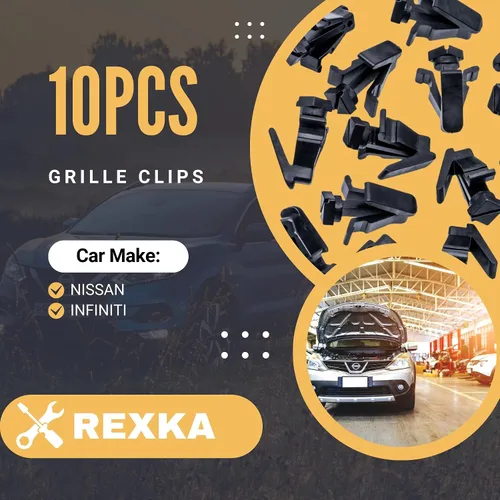 Miniatura 2 de Rexka 10 piezas de clip de rejilla para cubierta de parachoques compatible con Nissan Infiniti 76882-0M060 Titan 240SX Altima Cube Frontier Krom SL