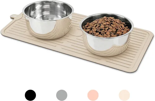 Ptlom Mantel individual para mascotas para perros y gatos, antideslizante, impermeable, tapete de alimentación para perros que evita el Beige