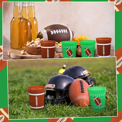 Miniatura 5 de Norme 24 tazas de fútbol de plástico a granel de 16 onzas reutilizables con temática de fútbol, suministros de fiesta de cumpleaños, decoración