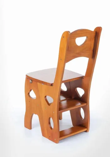 Taburete escalonado, plegable de 4 o 3 escalones, portátil, hecho de madera maciza, tres colores disponibles (taburete de 3 escalones-silla)