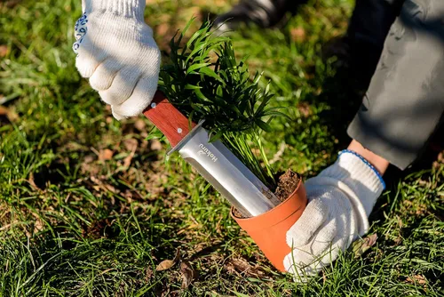 Miniatura 4 de Cuchillo Hori Hori - Herramienta de jardinería para jardinería, excavación, deshierbe, corte, plantación con funda de cuero, hoja de acero