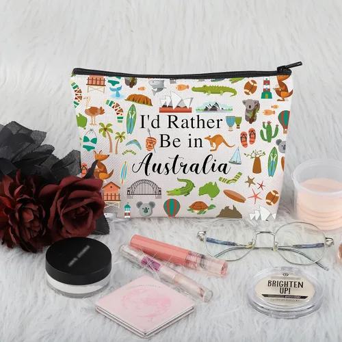 Miniatura 3 de PWHAOO Australia Travel Travel Gift I'd Rather Be in Australia Bolsa de maquillaje Australia Viaje Vacaciones Bolsa de cosméticos Australia Regalo