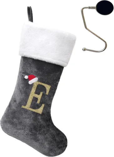 Miniatura 96 de Medias de Navidad de 20 pulgadas con monograma, letras, medias súper suaves grandes de Navidad, medias de monograma rojo para Navidad, regalo