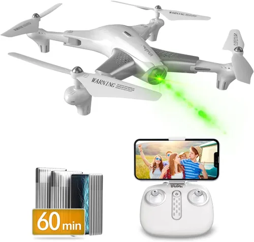 Loolinn Drones para regalo para niños, dron con cámara - Tecnología de posicionamiento de flujo óptico, tiempo de vuelo largo de 60 minutos, 3