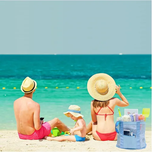 Miniatura 4 de Bolsa de playa de malla, bolsa de playa, ligera, impermeable, a prueba de arena, bolsas de viaje duraderas para juguetes de playa
