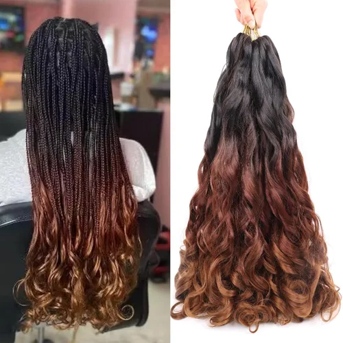 Miniatura 59 de Cabello rizado francés para trenzar de 12 pulgadas, 8 paquetes de cabello rizado preestirado para trenzas de caja, rizos franceses, trenzas