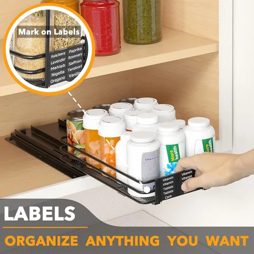 Miniatura 5 de SpaceAid estante organizador de especias para gabinete, organizador de condimentos deslizante y resistente para armarios de cocina, con 415