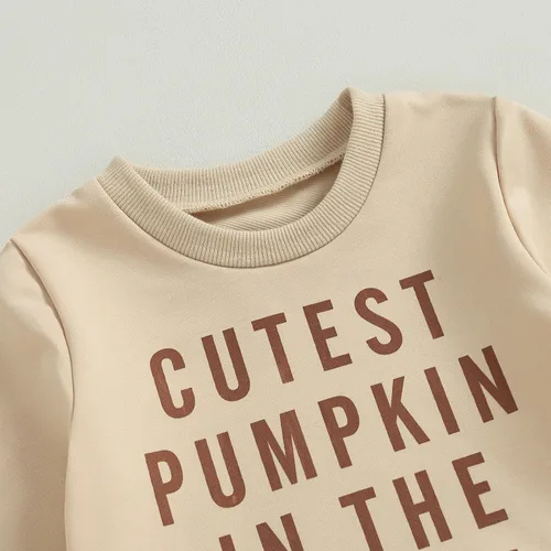 Miniatura 17 de Adobabirl Conjunto de sudadera y pantalones de Halloween para bebé, sudadera y pantalones con parche de calabaza para Halloween, otoño, ropa de bebé