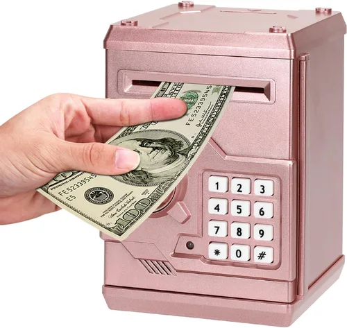 Miniatura 16 de Alcancía Electrónica de Cajero Automático con Contraseña de Dibujos Animados Lata de Monedas de Efectivo Puede Desplazar Automáticamente Billetes