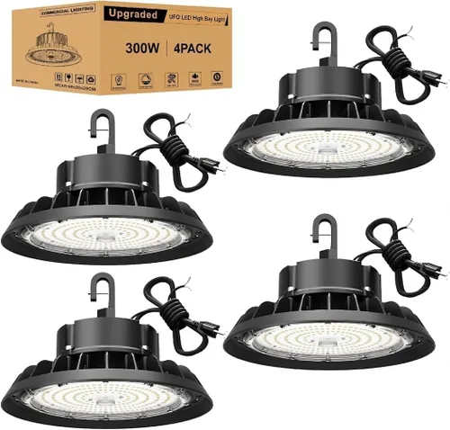 Miniatura 18 de UFO - Luz LED de alta bahía de 100 W, luces LED de alta bahía de 14,000LM, 0-10 V, regulable, cable de 6 pies con enchufe estadounidense, gancho