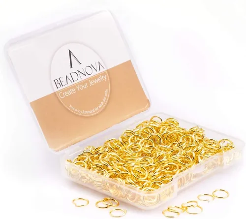 BEADNOVA Anillos de salto abiertos de 0.276 in para hacer joyas, anillos de oro para llaveros y aretes (300 unidades)
