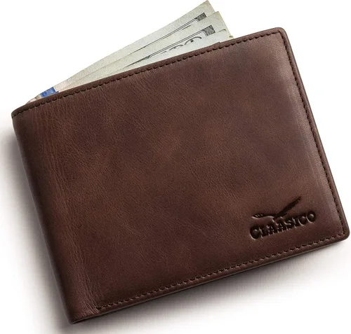 Miniatura 7 de Cartera para hombre billetera RFID delgada de piel auténtica regalo para hombres empaquetado en una elegante caja de regalo