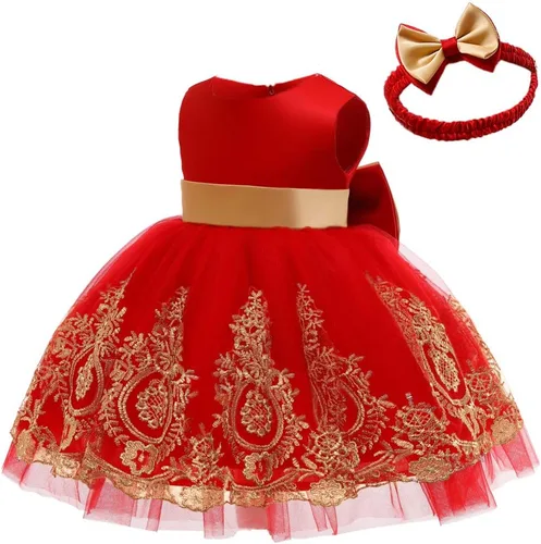 Miniatura 2 de CMMCHAAH - Vestidos de fiesta y concurso, con encaje y bordado, con lazo, tutú y diadema, para bebés y niñas, tallas 0-6T